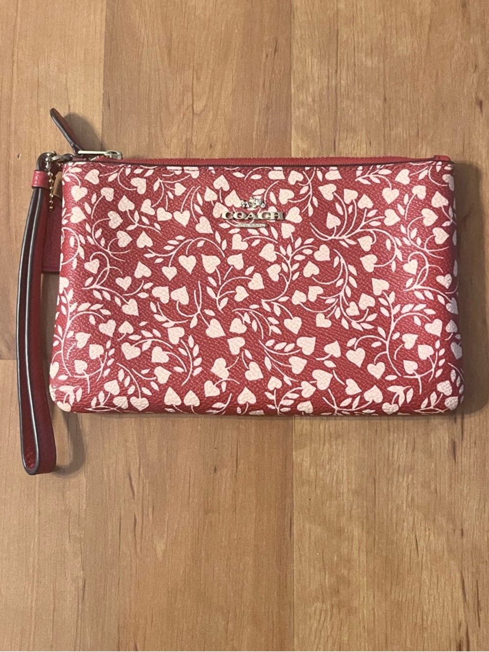 Coach Limited Edition Valentine’s Day Red and White Floral Wristlet